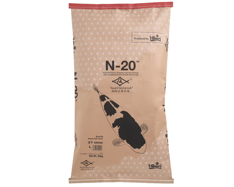 Hikari N-20 Sinking Pellets 44 lb (20 kg) bag - Large pellet, Sakai Fish Farm